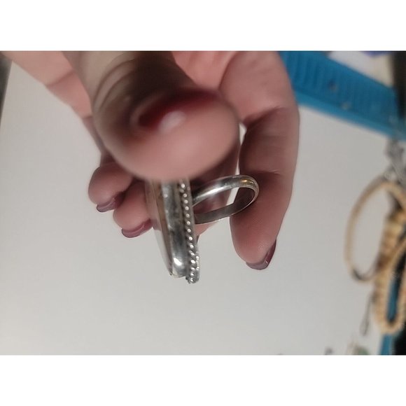 Native AMERICAN AGATE HIPPIE TRIANGLE BIKER RING! - Picture 15 of 16